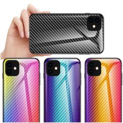 Luxury Painted Carbon Fiber Gradient Tpu Tempered Glass Case